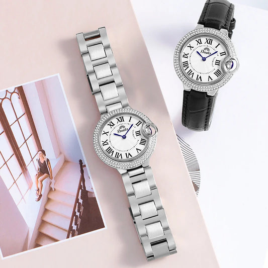 Elegant Crystal Women's Watch – Stainless Steel Quartz Dress Watch