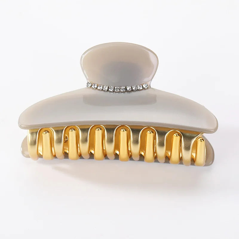 Luxury Acrylic Hair Claw Clip – French Gold-Edge Hair Accessory for Women