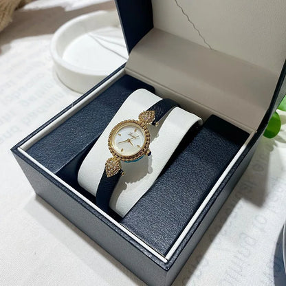 Elegant Vintage Women’s Watch – Luxury Waterproof Quartz with Crystal Details