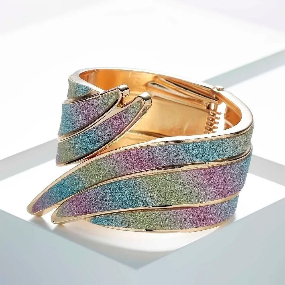 Wide Glitter Cuff Bracelet – Bold & Elegant Statement