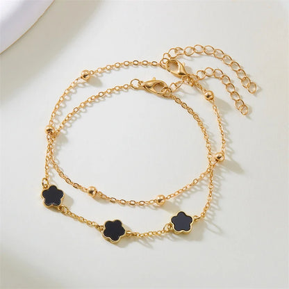 Double Layer Flower Anklet for Women
