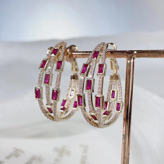 Colorful Twisted Hoop Earrings – Luxury Paved CZ Design