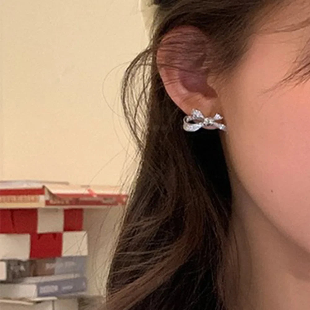 925 Sterling Silver Bowkont Zircon Earrings - Elegant & Minimalist Design