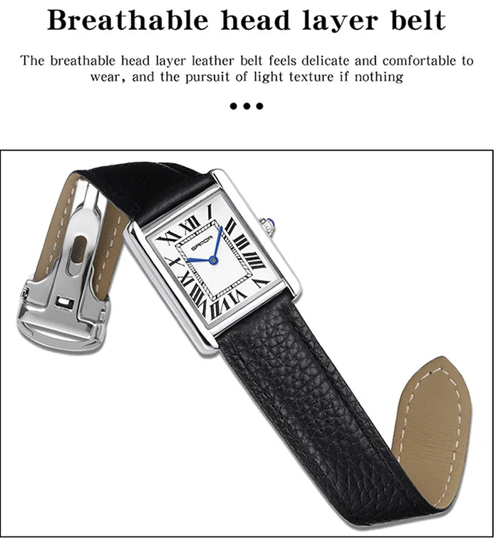 Luxury Square Watch – Waterproof Leather Strap Classic Design