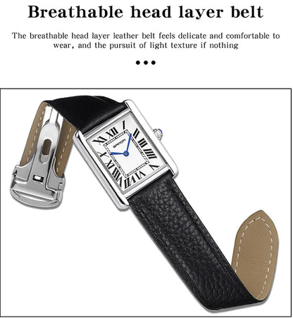 Luxury Square Watch – Waterproof Leather Strap Classic Design