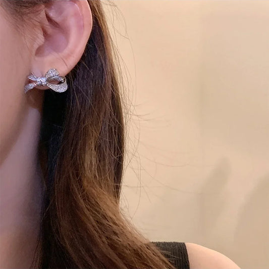 925 Sterling Silver Bowkont Zircon Earrings - Elegant & Minimalist Design