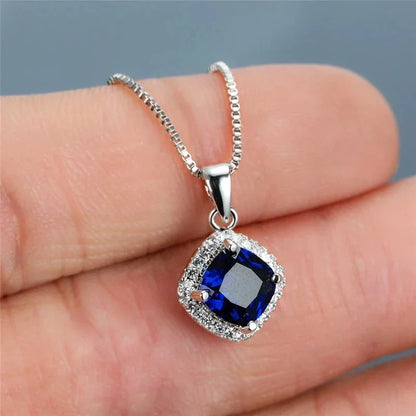 Elegant Cubic Zirconia Pendant Necklace - 925 sterling Silver Chain With Luxury Multi - Color Gemstones for Women