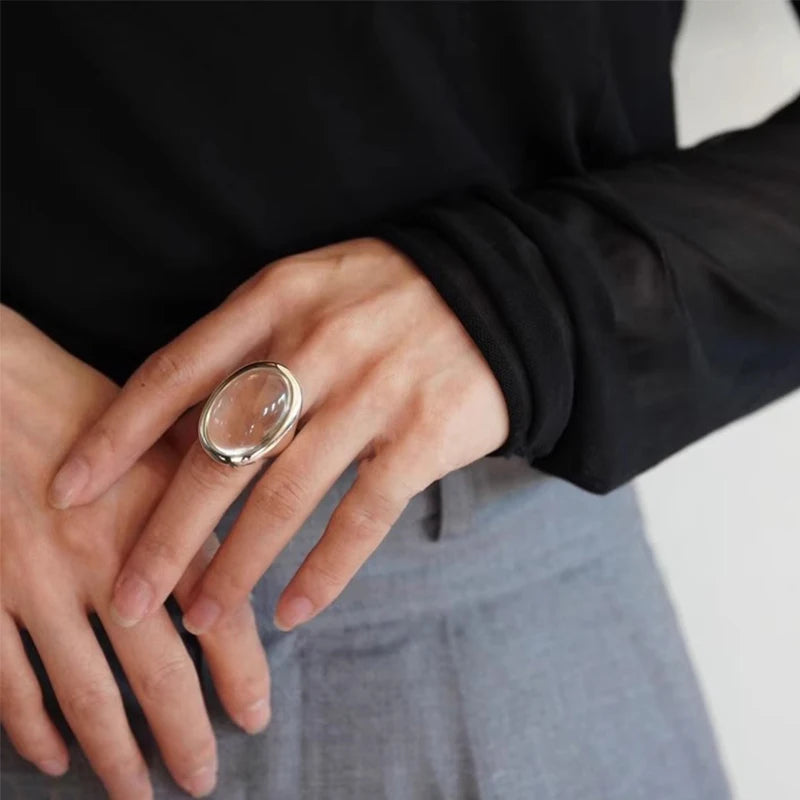Elegant Oval Crystal Statement Ring for Women