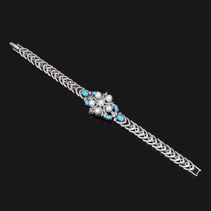 Luxury Pearl  Jewelry Set - CZ Crystal Necklace, Earrings, Ring & Bracelet For Women Perfect for Special Occasions