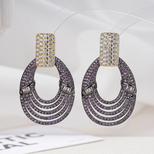 Luxurious zircon-studded earrings, perfect for all occasions, parties, and weddings.