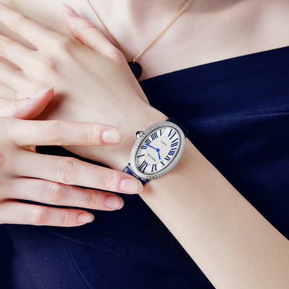 Leather Watch for Women Elegant Luxury Brand Ladies Oval Quartz Watch Fashion