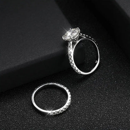 Moissanite Rings for women Sparkling Diamond Bridal Sets with GRA s925 Sterling Sliver Plated 18k Eternity Band