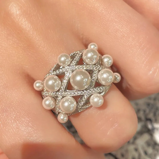 Luxury Pearl Ring 925 Sterling Silver – Elegant Statement Jewelry