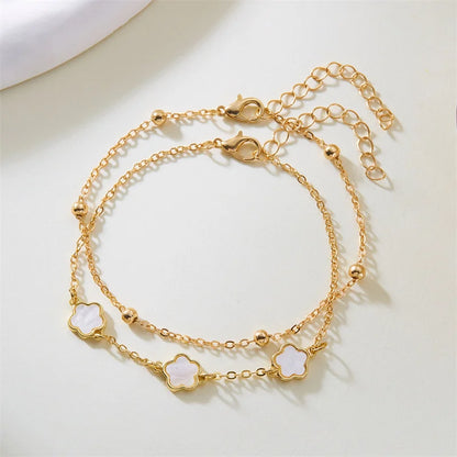 Double Layer Flower Anklet for Women