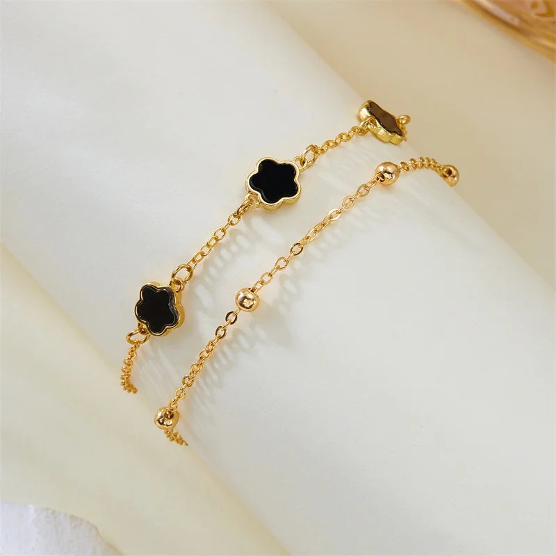 Double Layer Flower Anklet for Women