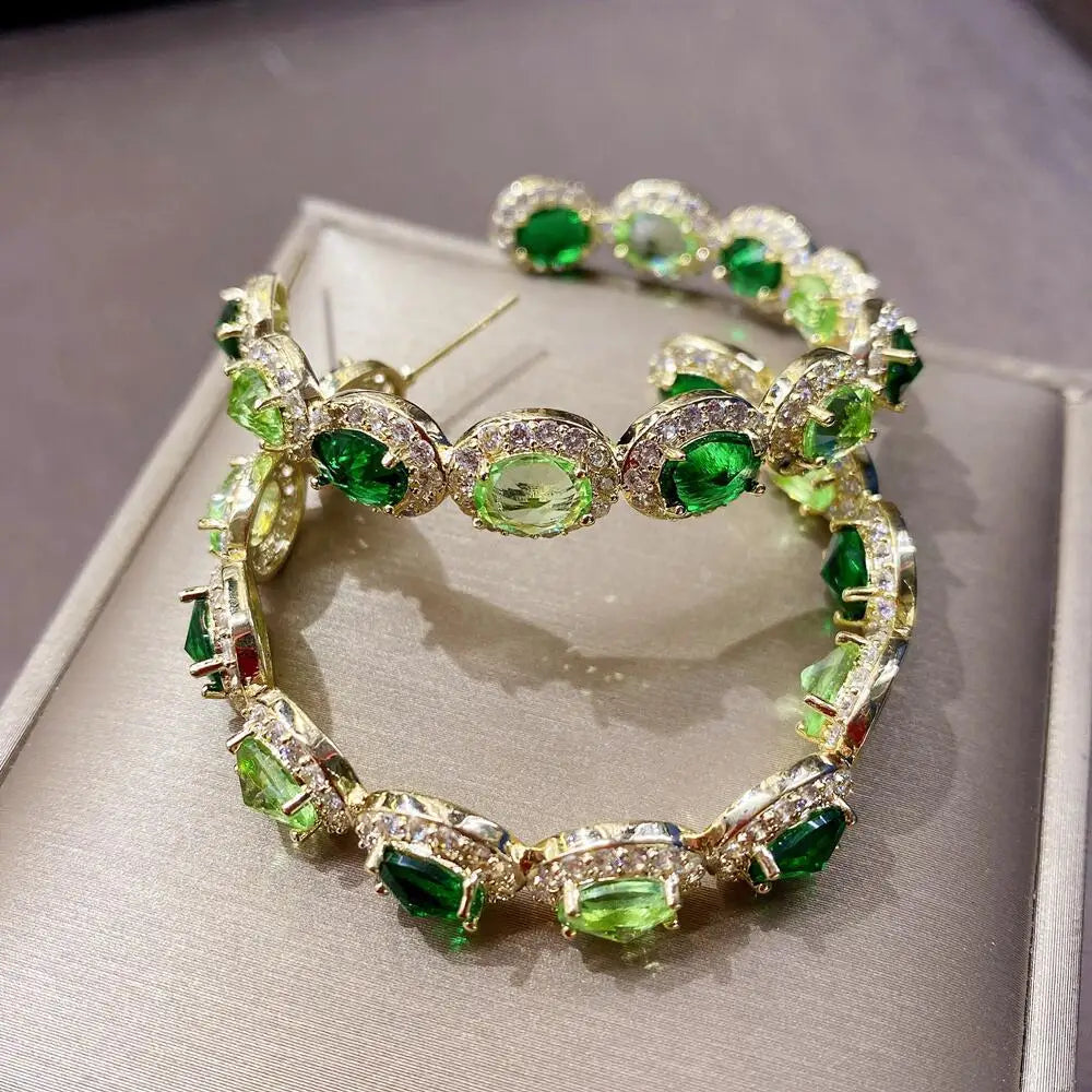 Premium Zirconia Hoop Earrings – Elegant Crystal Circle Jewelry