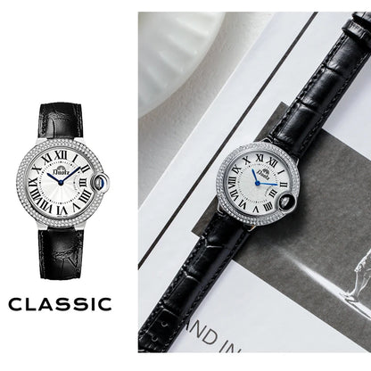 Elegant Crystal Women's Watch – Stainless Steel Quartz Dress Watch