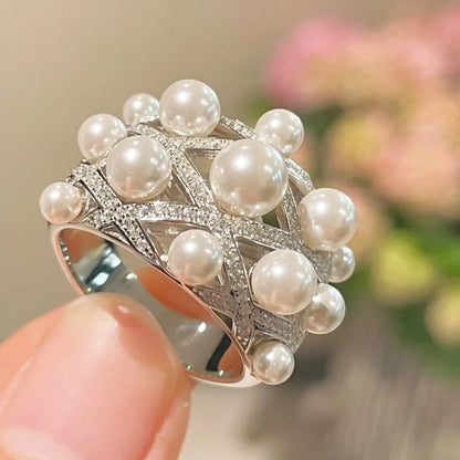 Luxury Pearl Ring 925 Sterling Silver – Elegant Statement Jewelry