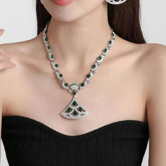 Luxury Zircon Pendant Necklace & Earrings Set – Elegant Jewelry for Women