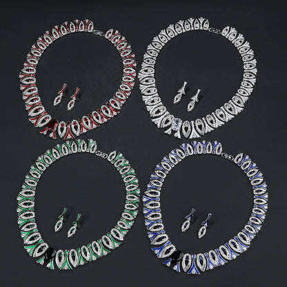 Luxury Zirconia Statement Necklace & Earrings Set – Elegant Jewelry for Women, Parties & Occasions
