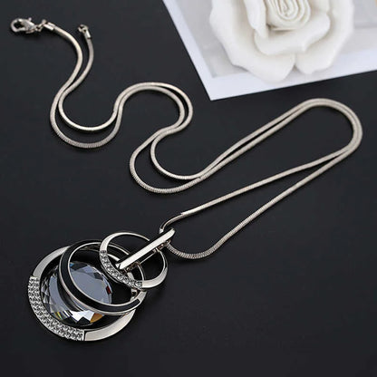 Fashion Long Crystal Pendant Necklace for Women