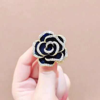 Luxury Rose Flower Brooch – Crystal Pin for Women