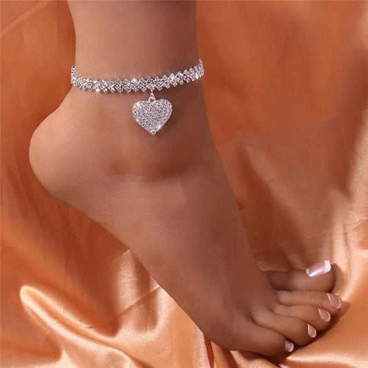 Luxury Sparkling Zircon Anklet – Elegant Silver Design for a Glamorous Look