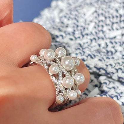 Luxury Pearl Ring 925 Sterling Silver – Elegant Statement Jewelry