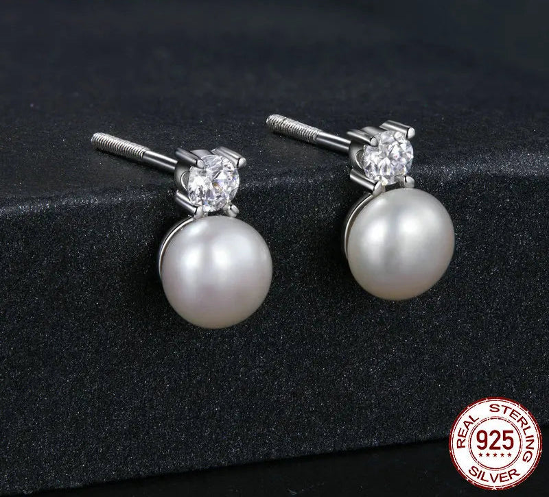 Luxury Natural Pearl Jewelry Set | 925 Sterling Silver Earrings & Pendant Necklace | Elegant Bridal & Gift Jewelry