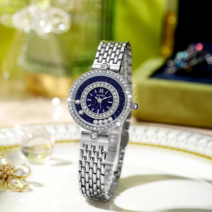 Luxury Crystal Women's Watch – Stainless Steel Quartz Bracelet