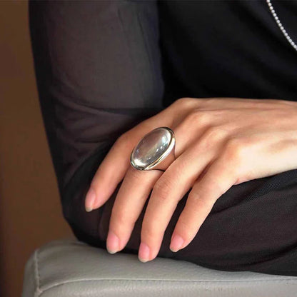 Elegant Oval Crystal Statement Ring for Women