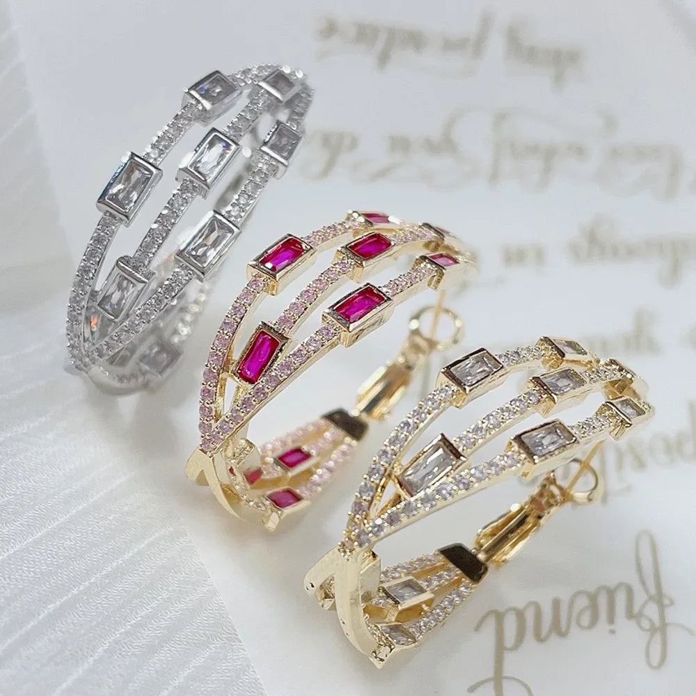 Colorful Twisted Hoop Earrings – Luxury Paved CZ Design