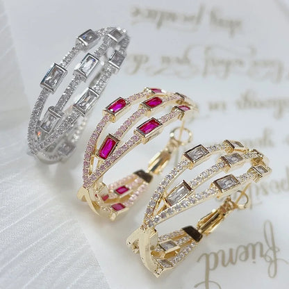 Colorful Twisted Hoop Earrings – Luxury Paved CZ Design