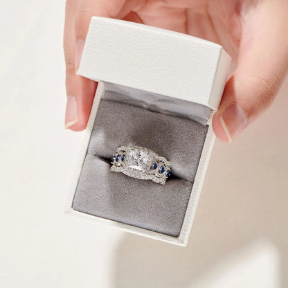 925 Sterling Silver Luxury Blue Stone Ring Set – Sparkling Elegant Jewelry