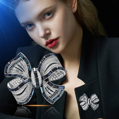 Luxury Crystal Bow Brooch – Elegant Ribbon Pin for a Refined Look