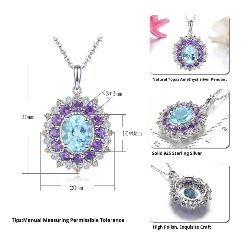 Colorful Luxury Gemstone Necklace - 925 Sterling Silver