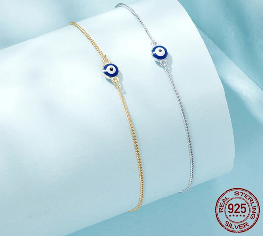 925 Sterling Silver Evil Eye Anklet for Women