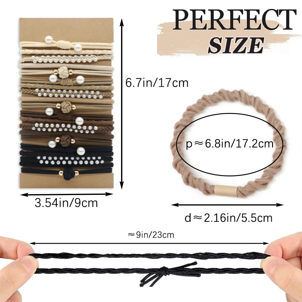Classic Pearl & Braided Hair Ties – Multicolor Elastic Hair Accessories