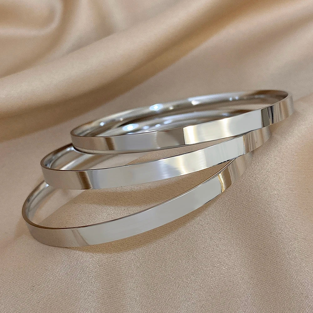3PCS Gold Plated Stainless Steel Bangle Bracelet Set
