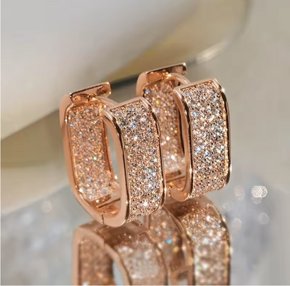 Fashion Paved CZ Hoop Earrings Metal Silver Color/Gold Color Simple