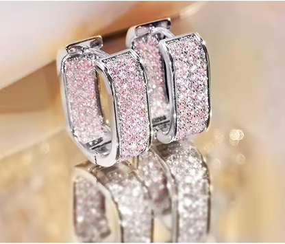 Fashion Paved CZ Hoop Earrings Metal Silver Color/Gold Color Simple
