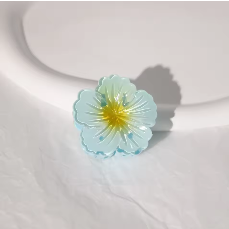 Korean Pastel Flower Hair Claw – Soft Resin Bloom Clip