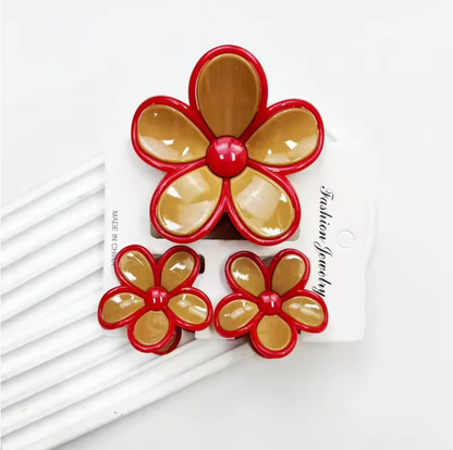 3pcs Pastel Flower Hair Accessories – Soft & Feminine Look