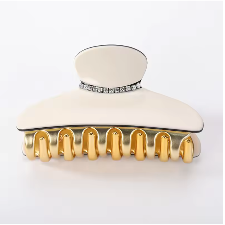Luxury Acrylic Hair Claw Clip – French Gold-Edge Hair Accessory for Women