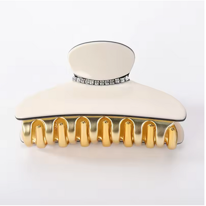 Luxury Acrylic Hair Claw Clip – French Gold-Edge Hair Accessory for Women