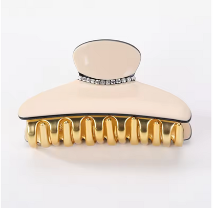 Luxury Acrylic Hair Claw Clip – French Gold-Edge Hair Accessory for Women