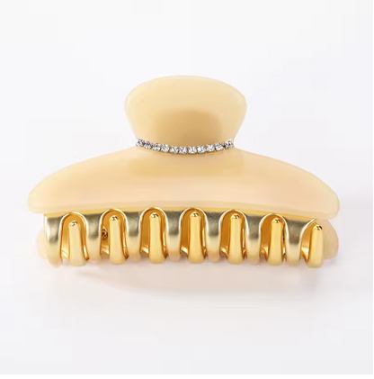Luxury Acrylic Hair Claw Clip – French Gold-Edge Hair Accessory for Women