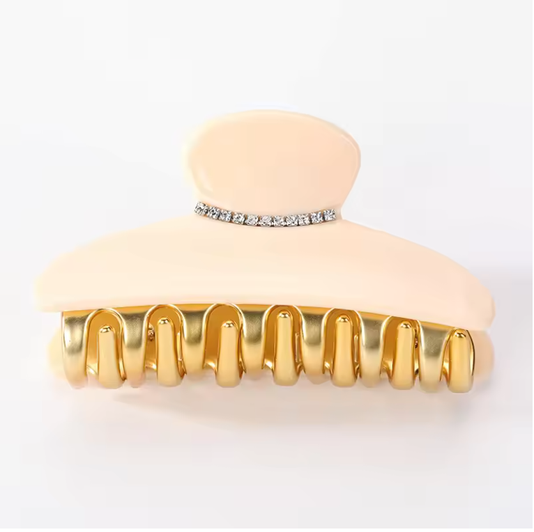 Luxury Acrylic Hair Claw Clip – French Gold-Edge Hair Accessory for Women