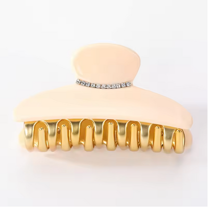 Luxury Acrylic Hair Claw Clip – French Gold-Edge Hair Accessory for Women