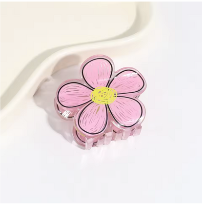 Small Feminine Flower Hair Claw – Cute Pastel Hair Accessory for Women & Girls